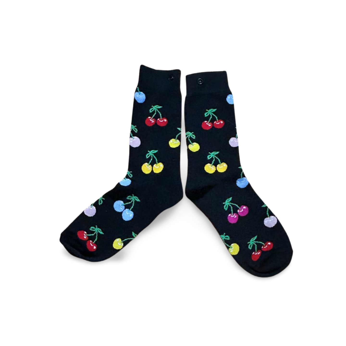 Sock design adorned with delightful cherries - a perfect gift for him.