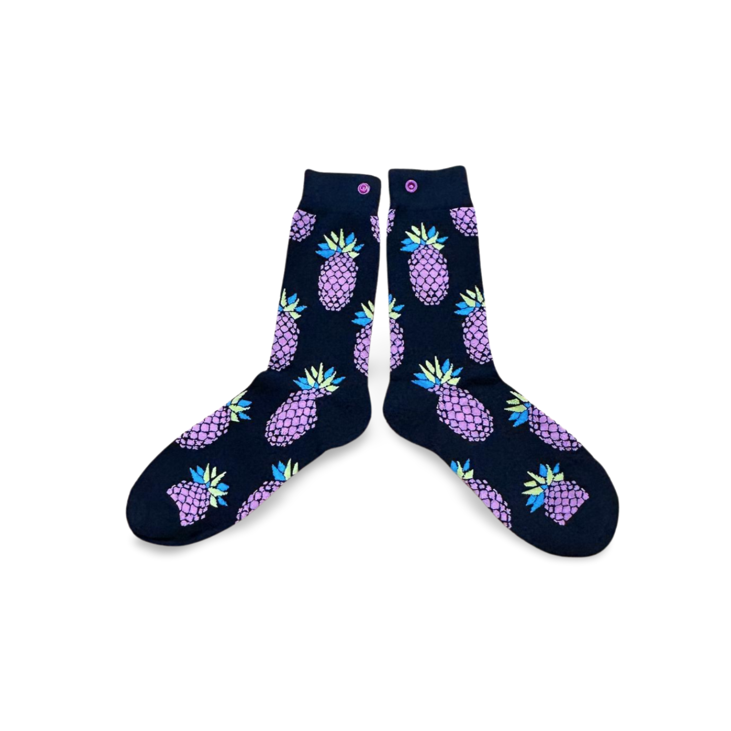 Purple pineapple-themed socks for a trendy and fun gift choice.